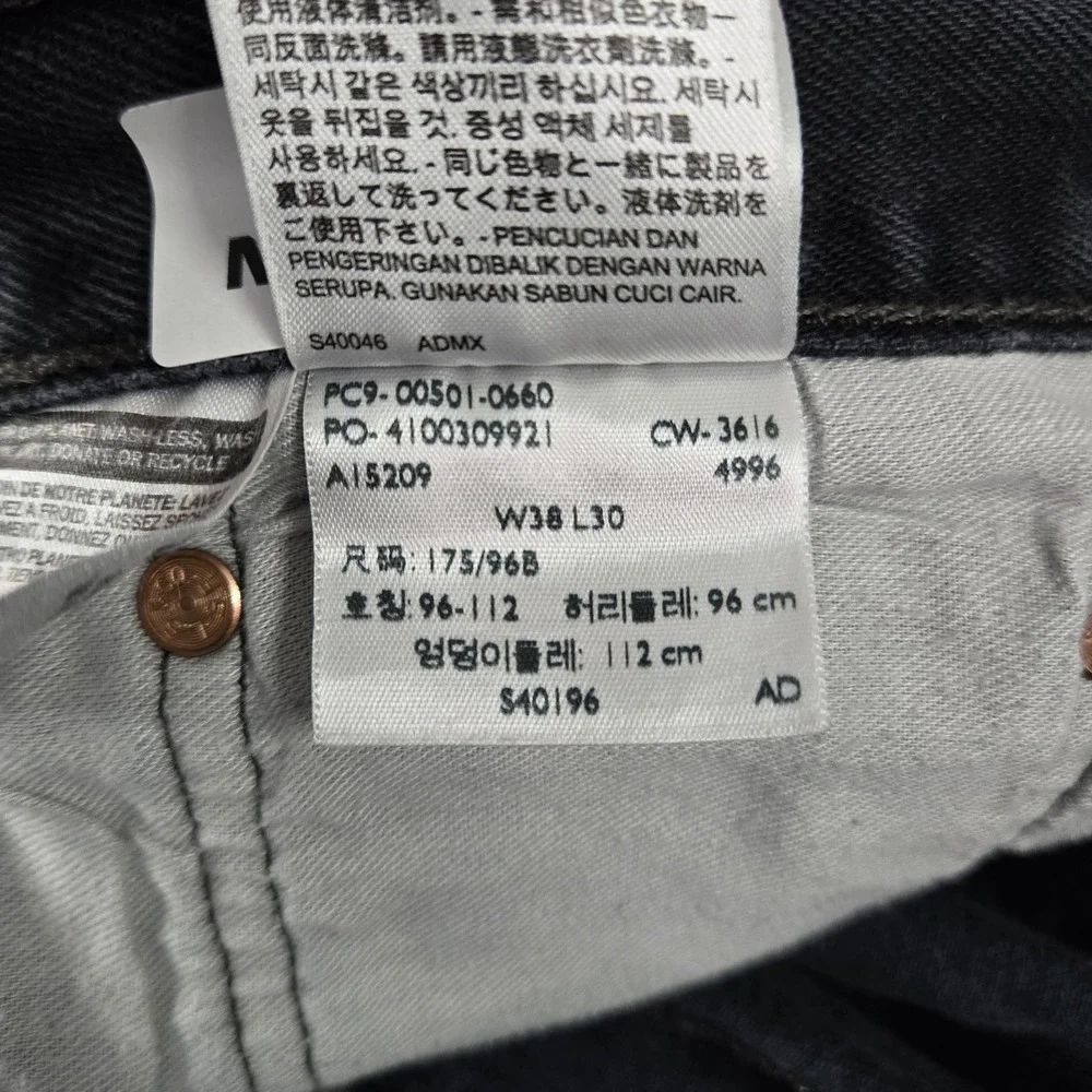 Levi's 501 Men Jeans 38X30‎ Black Denim Original Fit Straight Leg 28.5